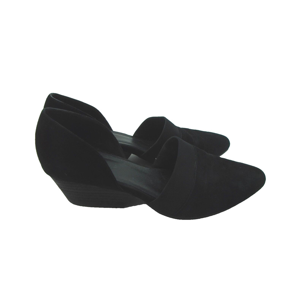 Eileen Fisher Womens Hilly  Black Suede D'Orsay Slip On 2" Pointed Toe Shoes S-8